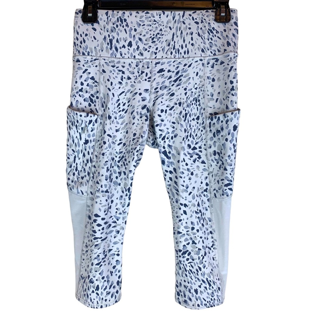Athleta Spotty All In Crop High Rise Capri Leggings Foggy Grey